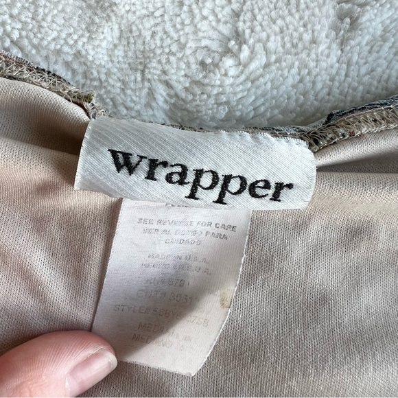 Wrapper Short Sleeve VNeck Tee Top Womens Medium Multicolor Patterned AOP Vtg - Picture 8 of 10